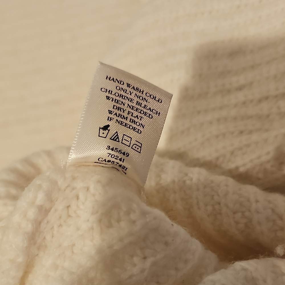 Ann Taylor Alpaca Merino Wool Blend Cream Knit Sweater Womans Medium - Picture 5 of 9